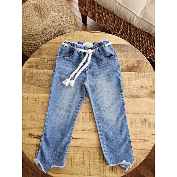 Habitual Kid's Girl's Blue Sabrina Capri Rope Belt Zip fly Jeans Size 10 EUC - Picture 1 of 10
